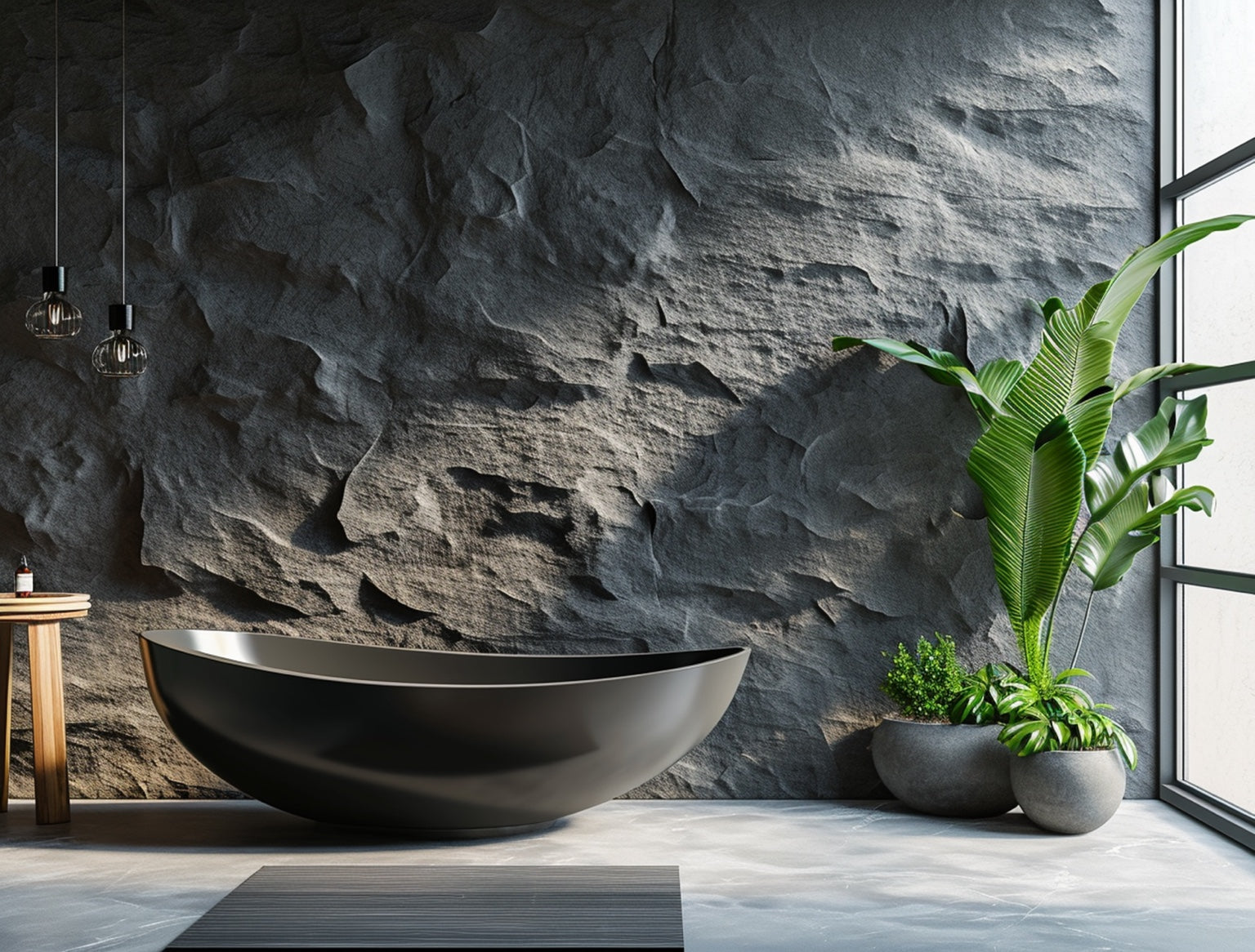 Cemento 3D sculpted bathroom feature wall