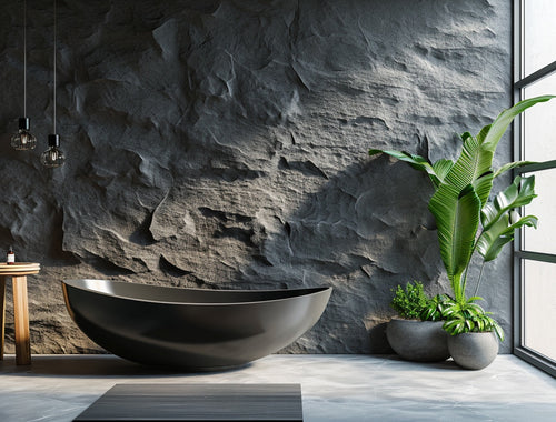 Cemento 3D sculpted bathroom feature wall